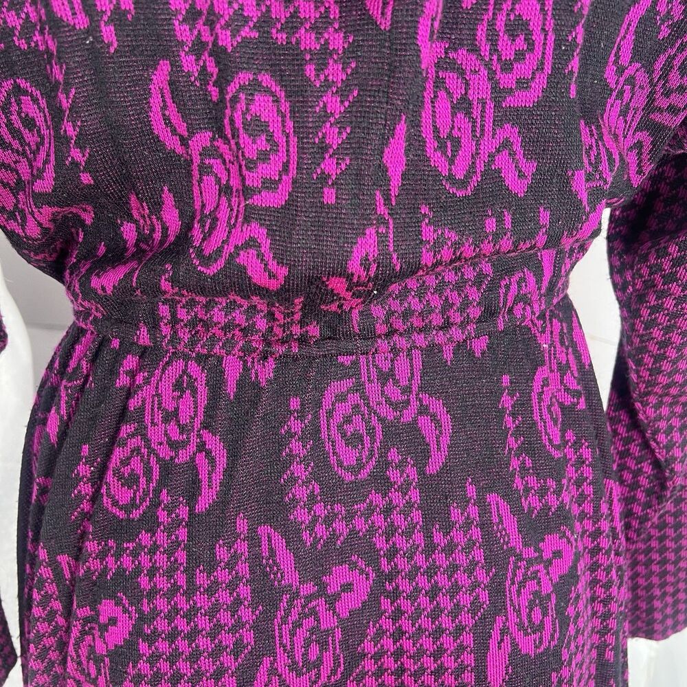 Vintage 1980s California Girl by Petrina Aberle floral houndstooth knit s/m* - Picture 6 of 16